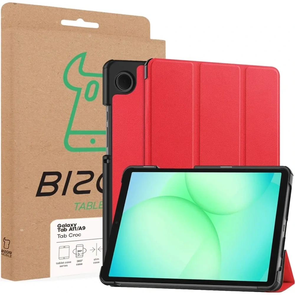 Etui z klapką Bizon Case Tab Croc do Samsung Galaxy Tab A11 / A9 czerwone
