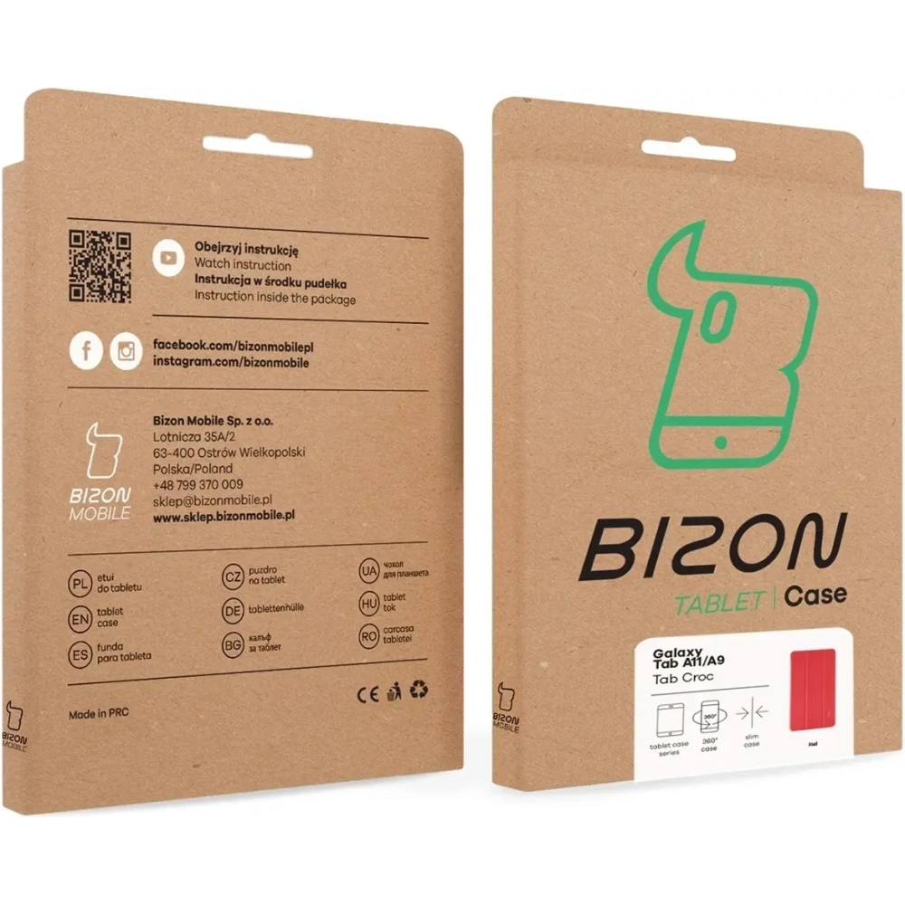 Etui z klapką Bizon Case Tab Croc do Samsung Galaxy Tab A11 / A9 czerwone