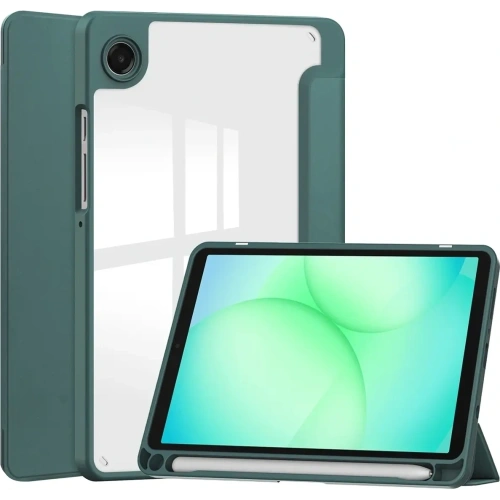 Etui z klapką Bizon Case Tab Clear Matt do Samsung Galaxy Tab A11 / A9 ciemnozielone