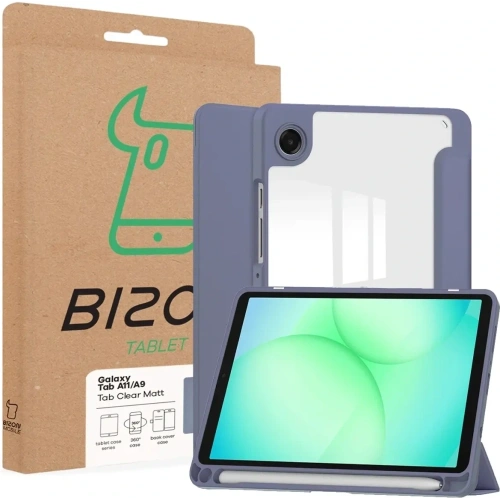 Etui z klapką Bizon Case Tab Clear Matt do Samsung Galaxy Tab A11 / A9 lawendowe