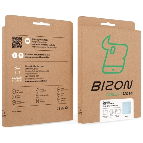 Etui z klapką Bizon Case Tab Clear Matt do Samsung Galaxy Tab A11 / A9 błękitne