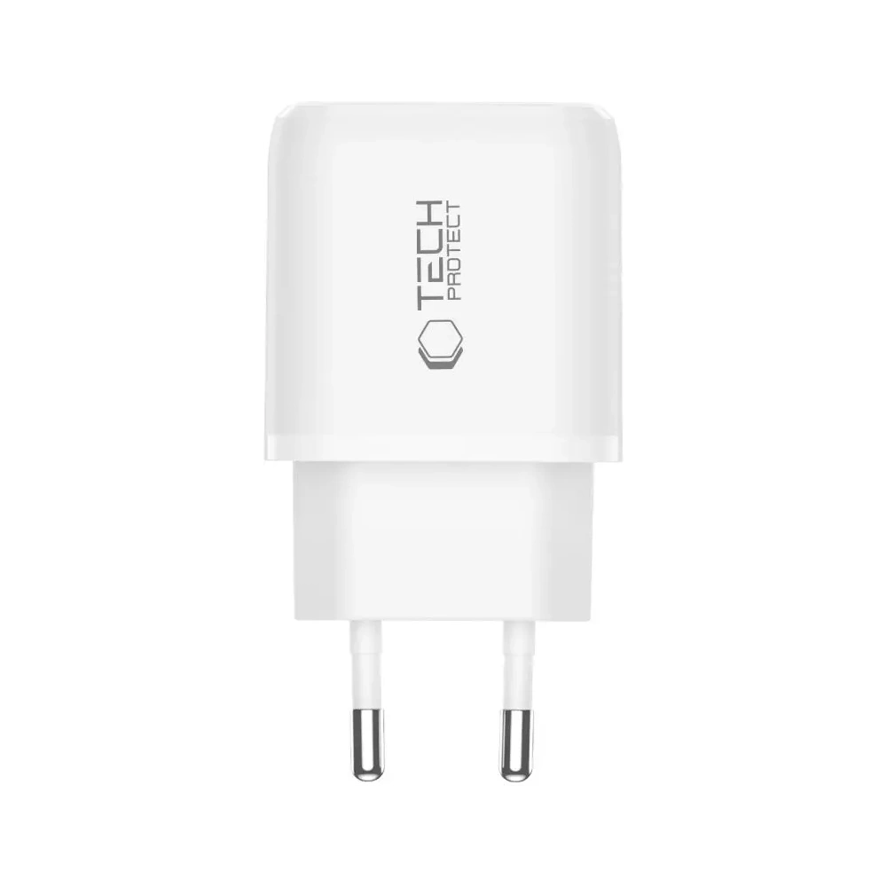 Ładowarka sieciowa Tech-Protect NNC45W-GAN USB-A, USB-C Network Charger PD 45W / QC3.0 + USB-C / Lightning Cable White