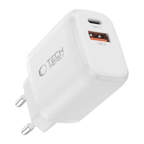 Ładowarka sieciowa Tech-Protect NCA45W-GAN USB-A, USB-C Network Charger PD 45W / QC3.0 White