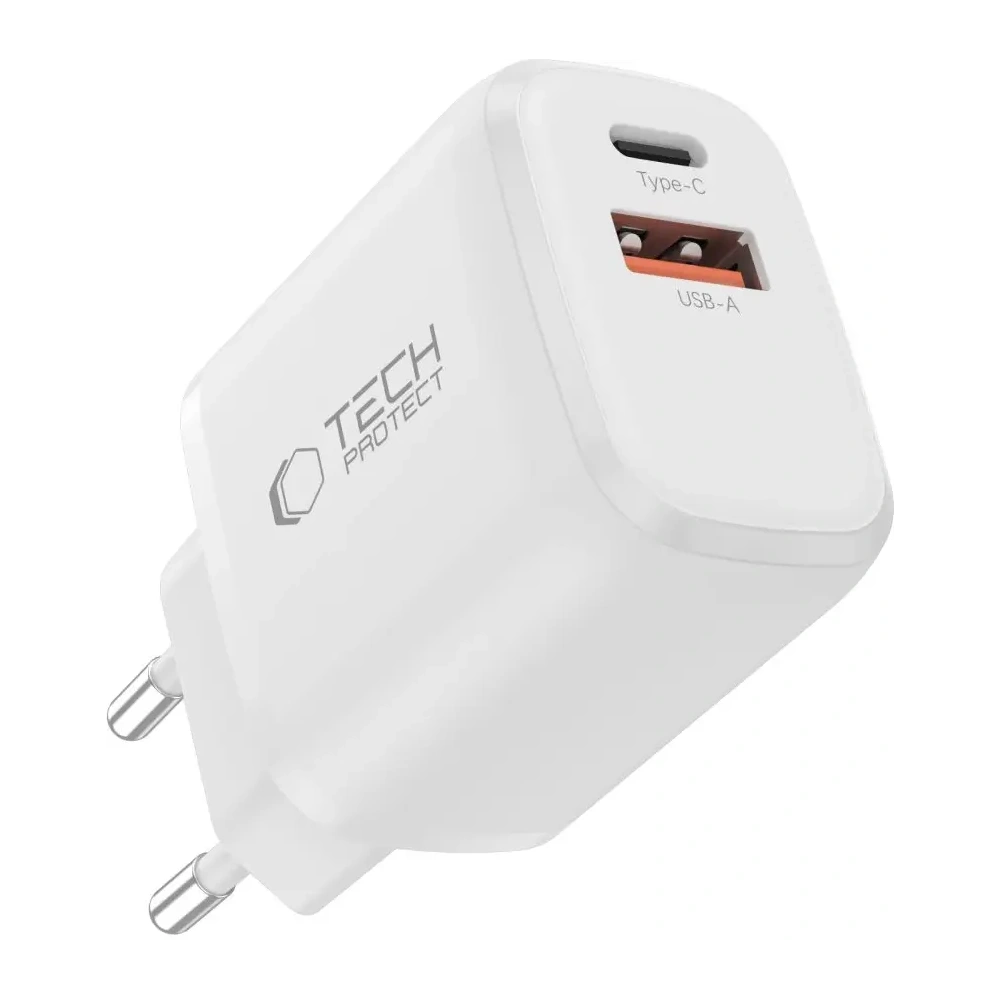 Ładowarka sieciowa Tech-Protect NCA45W-GAN USB-A, USB-C Network Charger PD 45W / QC3.0 White