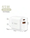 Ładowarka sieciowa Tech-Protect NCA45W-GAN USB-A, USB-C Network Charger PD 45W / QC3.0 White