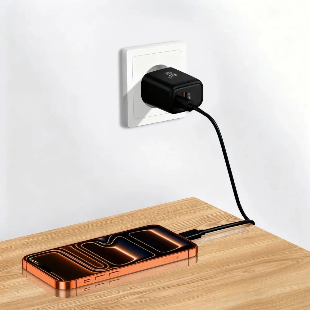 Ładowarka sieciowa Tech-Protect NCA45W-GAN USB-A, USB-C Network Charger PD 45W / QC3.0 Black