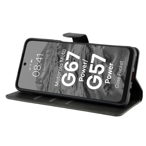 Etui z klapką Bizon Case Pocket do Motorola Moto G57 Power / G67 Power czarne