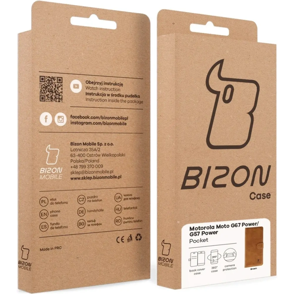 Etui z klapką Bizon Case Pocket do Motorola Moto G57 Power / G67 Power brązowe