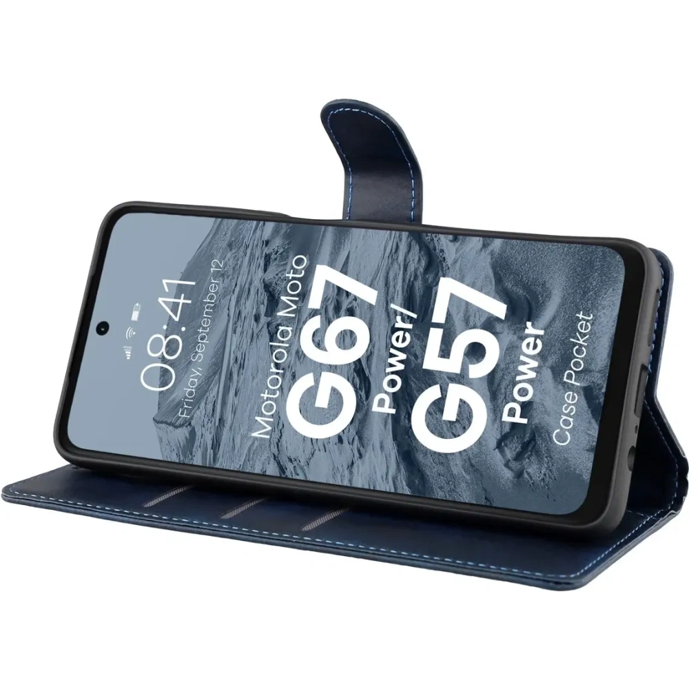 Etui z klapką Bizon Case Pocket do Motorola Moto G57 Power / G67 Power granatowe