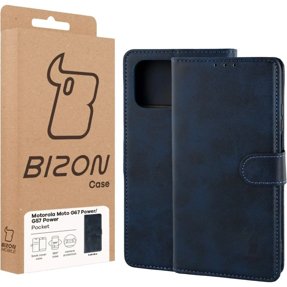 Etui z klapką Bizon Case Pocket do Motorola Moto G57 Power / G67 Power granatowe
