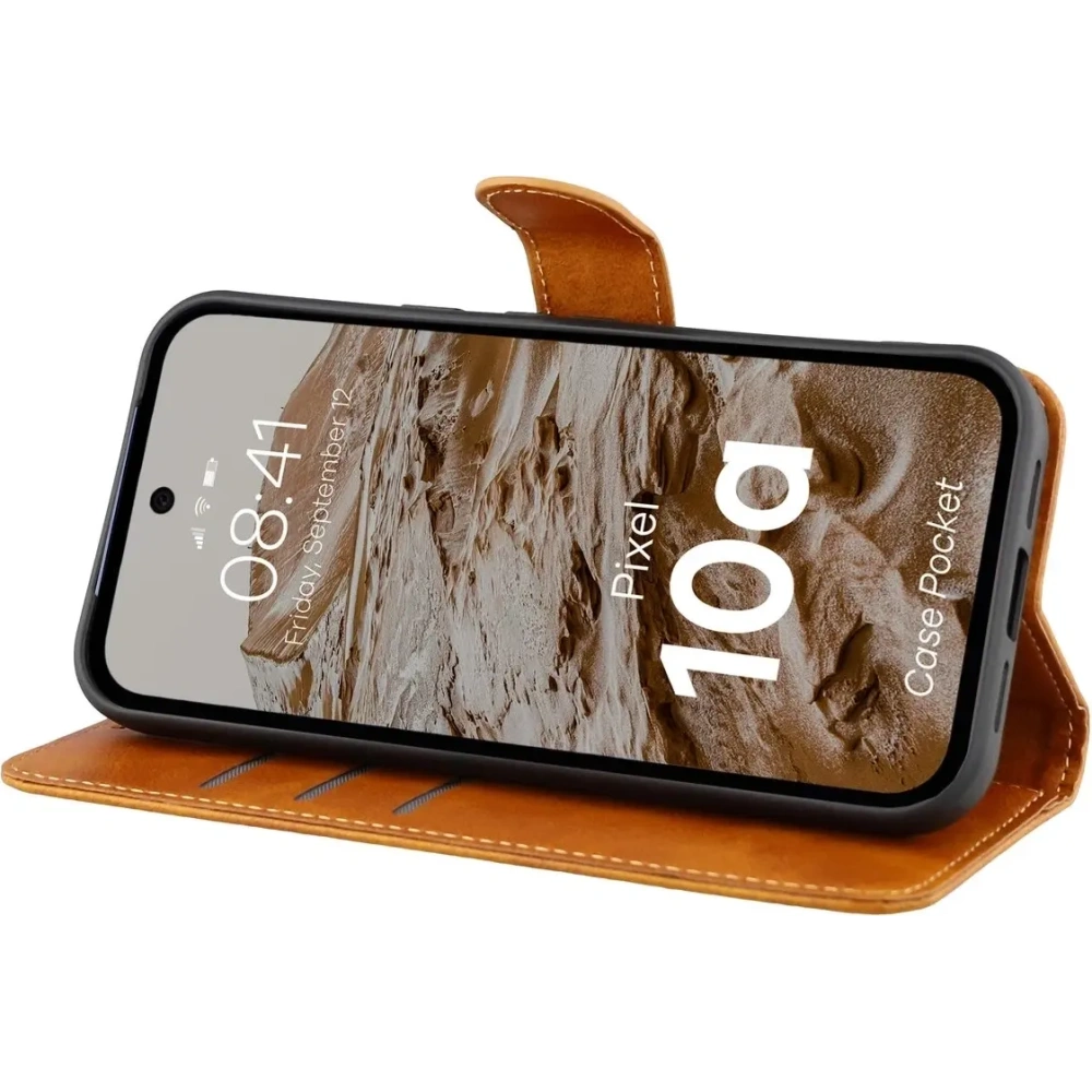 Etui z klapką Bizon Case Pocket do Google Pixel 10a brązowe