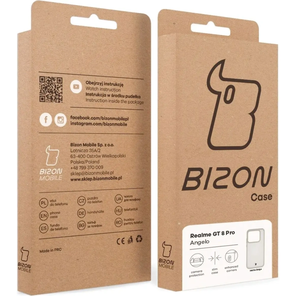 Etui Bizon Case Angelo do Realme GT 8 Pro półprzezroczyste z beżową ramką