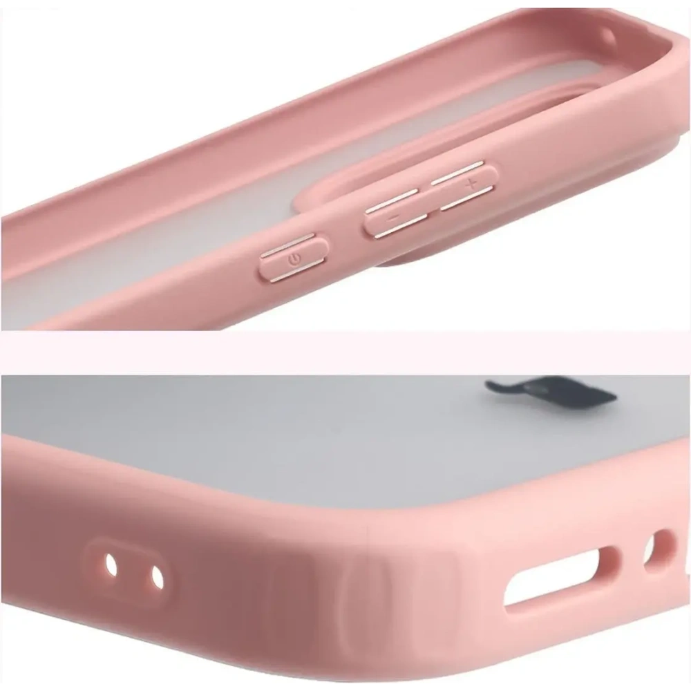 Etui Bizon Case Angelo do Realme GT 8 Pro półprzezroczyste z jasnoróżową ramką