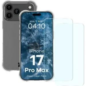 Elastyczne etui + 2x szkło hartowane Bizon Case Clear Pack do Apple iPhone 17 Pro Max