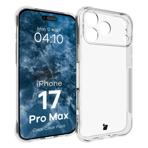 Elastyczne etui + 2x szkło hartowane Bizon Case Clear Pack do Apple iPhone 17 Pro Max