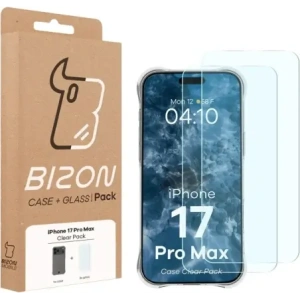 Elastyczne etui + 2x szkło hartowane Bizon Case Clear Pack do Apple iPhone 17 Pro Max