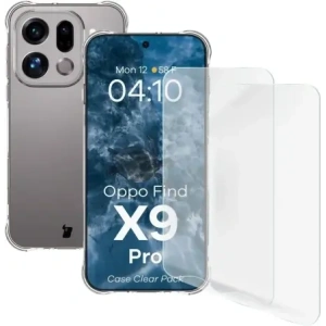 Elastyczne etui + 2x folia na ekran Bizon Case Clear Pack do Oppo Find X9 Pro