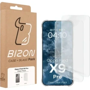 Elastyczne etui + 2x folia na ekran Bizon Case Clear Pack do Oppo Find X9 Pro