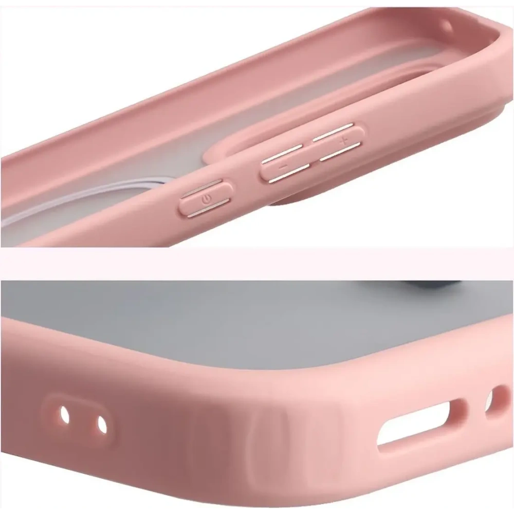 Etui z pierścieniem magnetycznym Bizon Case MatteO do Realme GT 8 Pro przydymione-jasnoróżowe