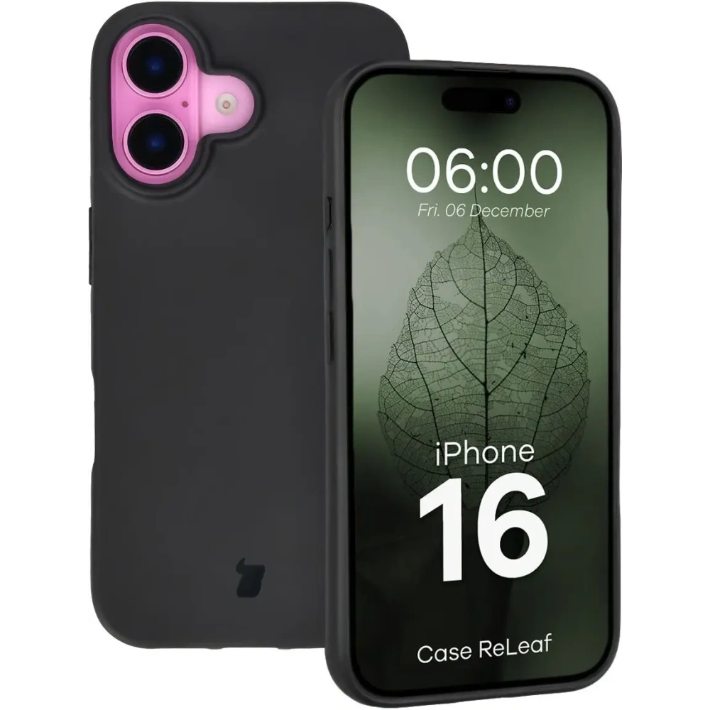 Etui z recyklingu Bizon Case ReLeaf do Apple iPhone 16 czarne