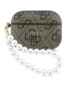 Etui Guess 4G Pearl Strap do Apple AirPods Pro 3 brązowy