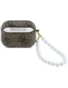 Etui Guess 4G Pearl Strap do Apple AirPods Pro 3 brązowy