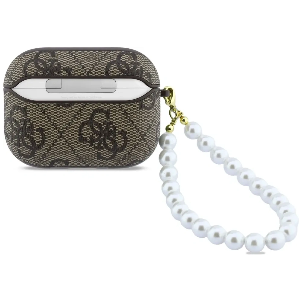 Etui Guess 4G Pearl Strap do Apple AirPods Pro 3 brązowy
