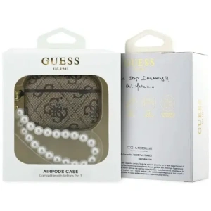 Etui Guess 4G Pearl Strap do Apple AirPods Pro 3 brązowy
