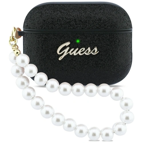 Etui Guess Glitter Pearl Strap do Apple AirPods Pro 3 czarny