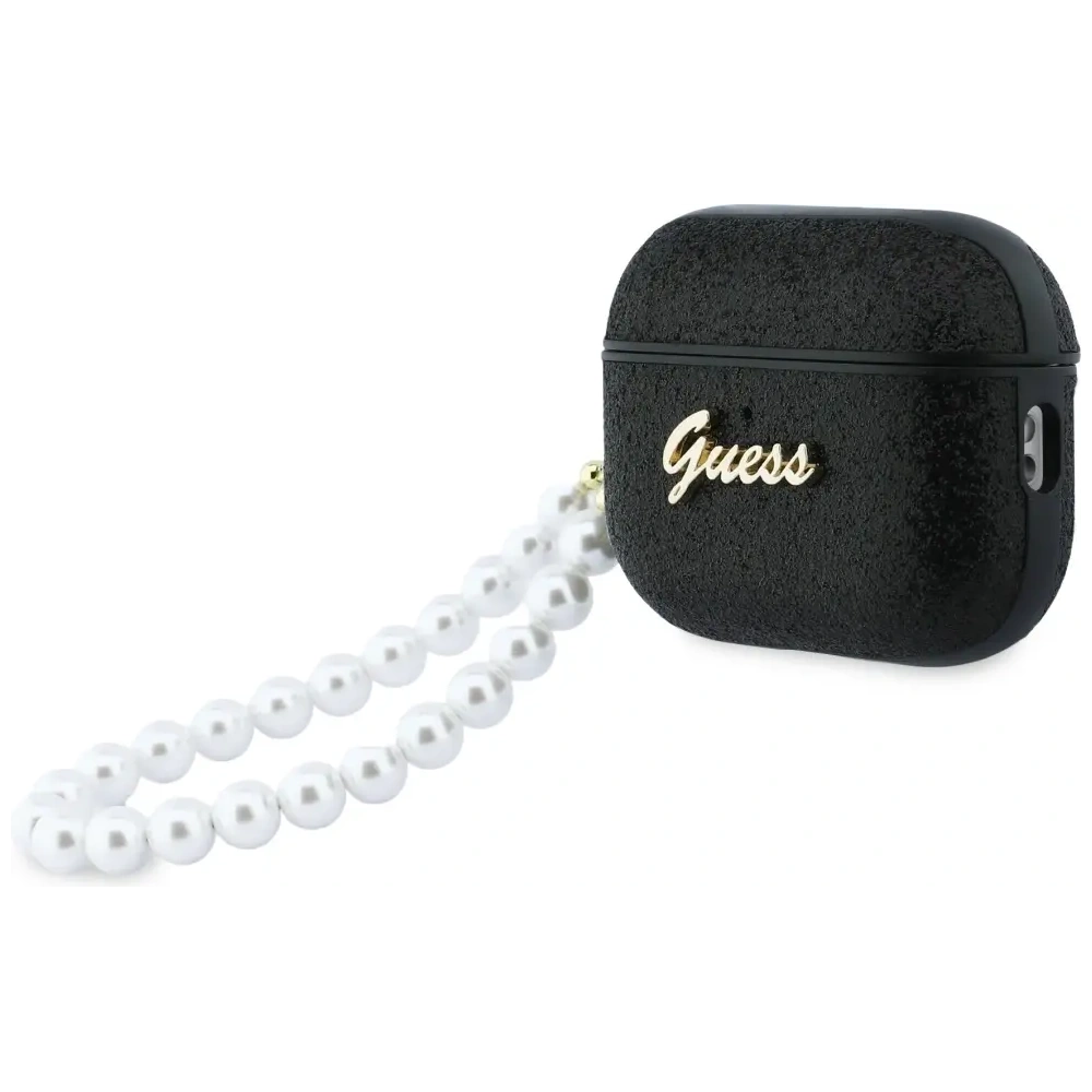 Etui Guess Glitter Pearl Strap do Apple AirPods Pro 3 czarny
