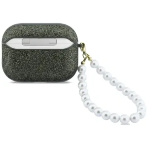 Etui Guess Glitter Pearl Strap do Apple AirPods Pro 3 khaki