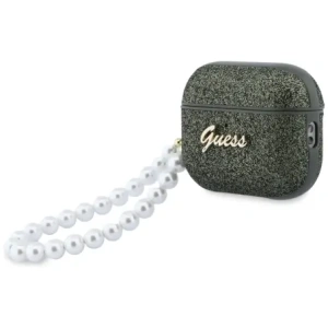 Etui Guess Glitter Pearl Strap do Apple AirPods Pro 3 khaki