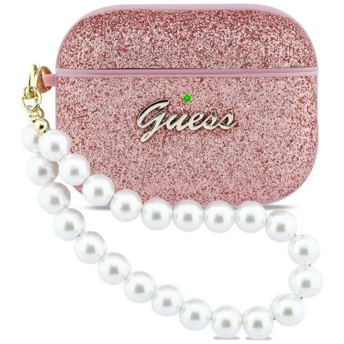 Etui Guess Glitter Pearl Strap do Apple AirPods Pro 3 różowy