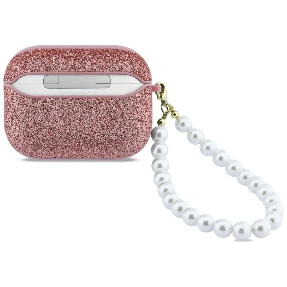 Etui Guess Glitter Pearl Strap do Apple AirPods Pro 3 różowy
