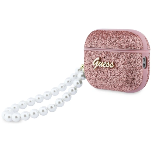 Etui Guess Glitter Pearl Strap do Apple AirPods Pro 3 różowy