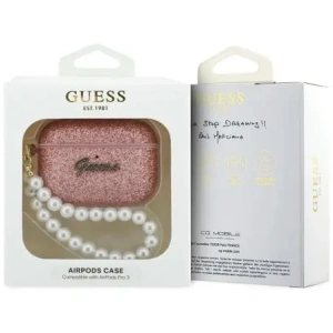 Etui Guess Glitter Pearl Strap do Apple AirPods Pro 3 różowy