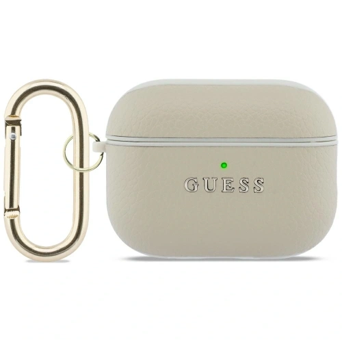 Etui Guess Grained Classic Logo Hook do Apple AirPods Pro 3 złoty