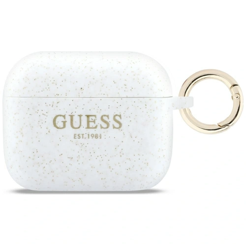 Etui Guess Silicone Glitter Ring do Apple AirPods Pro 3 biały