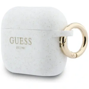 Etui Guess Silicone Glitter Ring do Apple AirPods Pro 3 biały