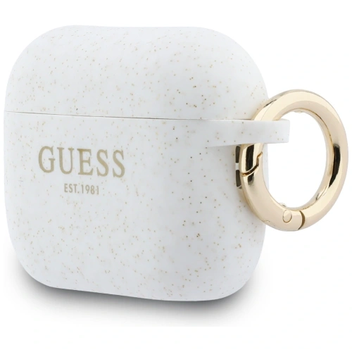 Etui Guess Silicone Glitter Ring do Apple AirPods Pro 3 biały