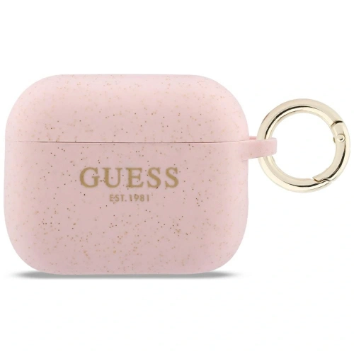 Etui Guess Silicone Glitter Ring do Apple AirPods Pro 3 różowy