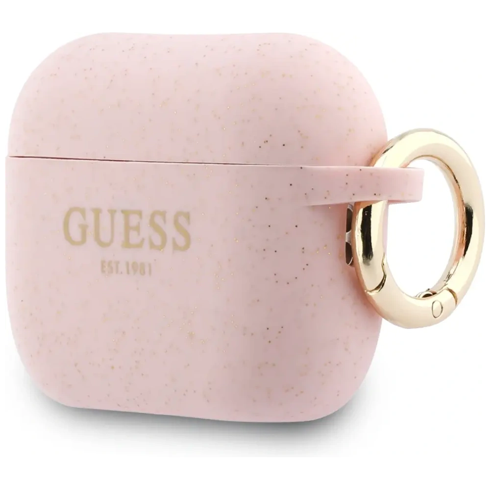 Etui Guess Silicone Glitter Ring do Apple AirPods Pro 3 różowy