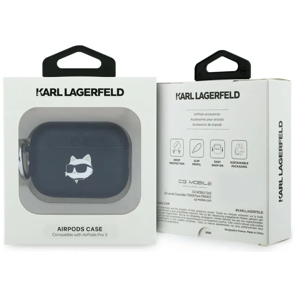 Etui Karl Lagerfeld Monogram Choupette Head do Apple AirPods Pro 3 czarny