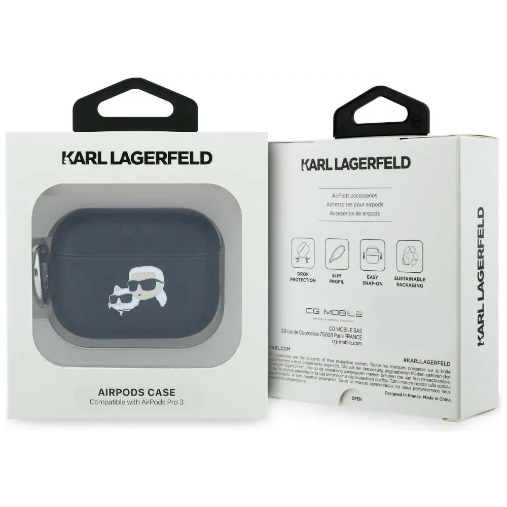 Etui Karl Lagerfeld Monogram Karl & Choupette Head do Apple AirPods Pro 3 czarny