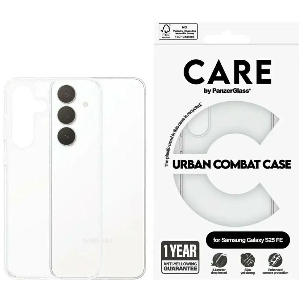 Etui CARE by PanzerGlass Flagship Urban Combat do Samsung Galaxy S25 FE przezroczysty