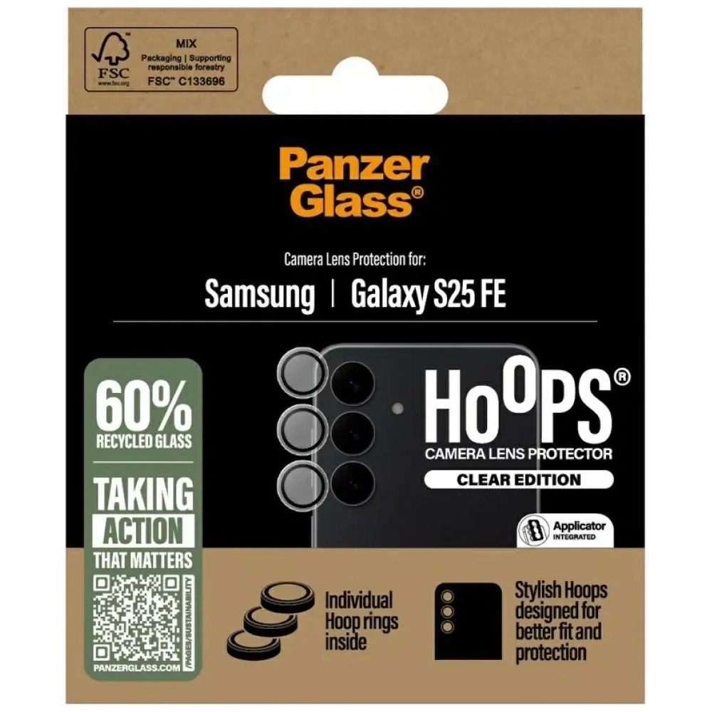 Szkło hartowane na obiektyw PanzerGlass Hoops Lens Protector do Samsung Galaxy S25 FE przezroczysty