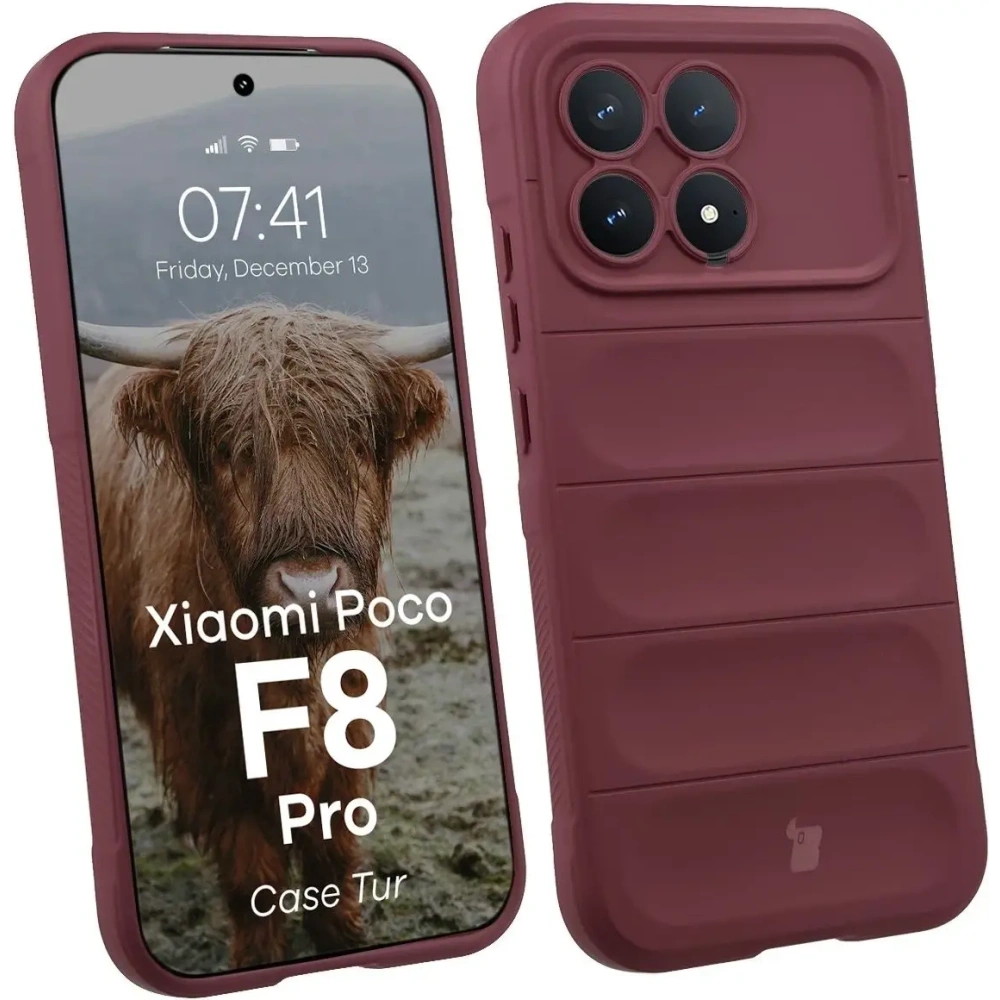 Pancerne etui Bizon Case Tur do Xiaomi POCO F8 Pro burgundowe