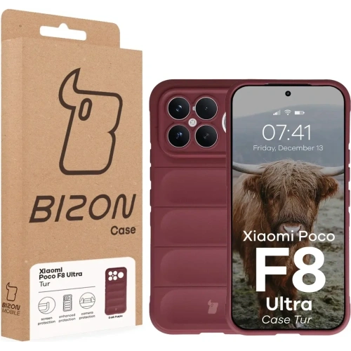 Pancerne etui Bizon Case Tur do Xiaomi POCO F8 Ultra burgundowe