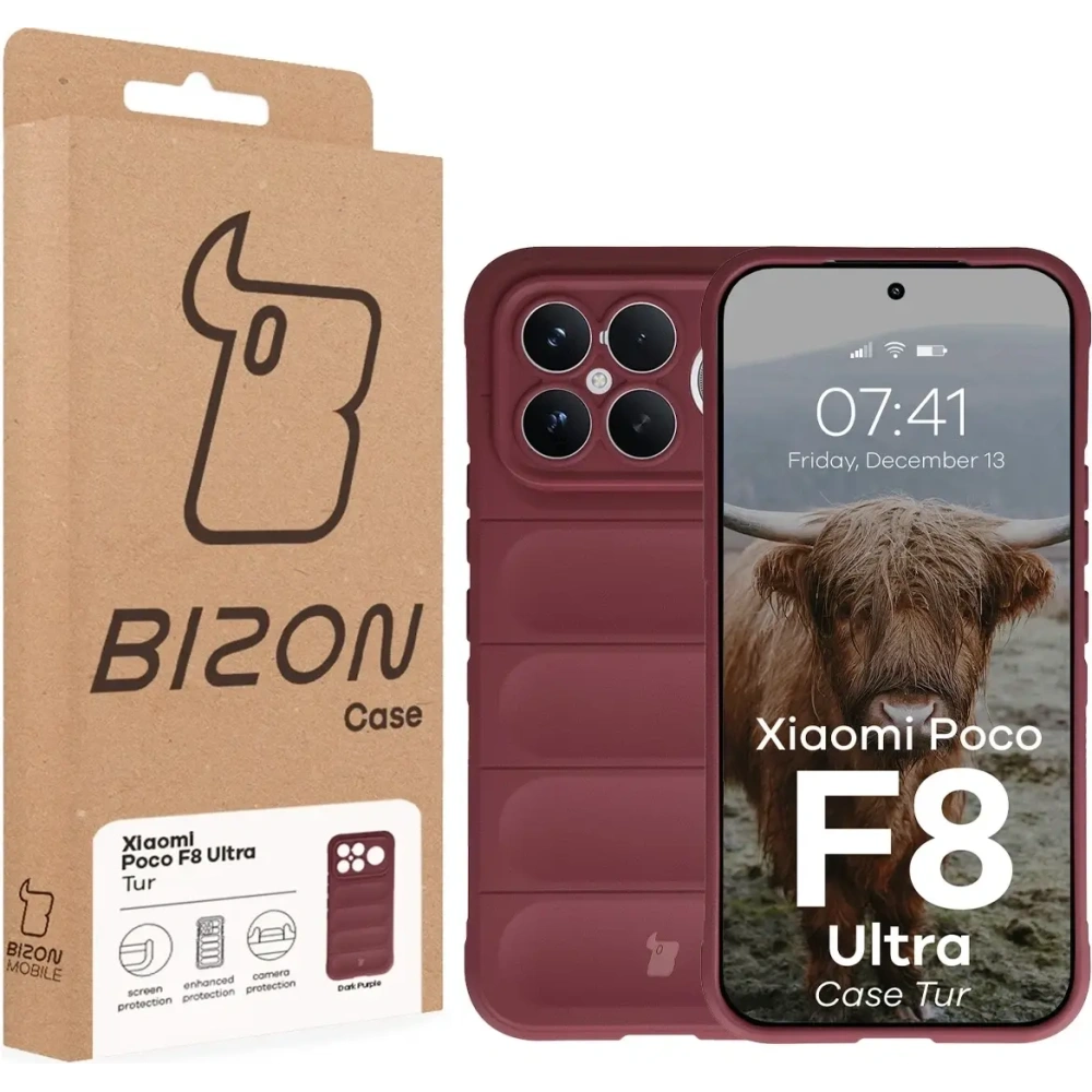Pancerne etui Bizon Case Tur do Xiaomi POCO F8 Ultra burgundowe