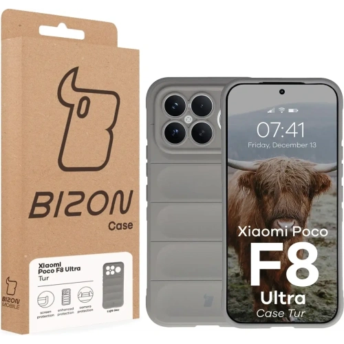 Pancerne etui Bizon Case Tur do Xiaomi POCO F8 Ultra jasnoszare
